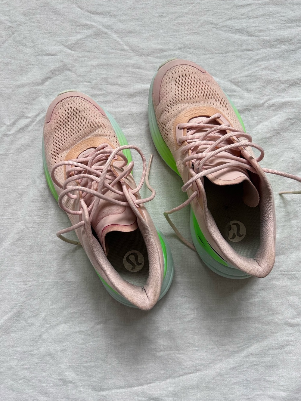 lululemon athletica Blush Pink Running Shoes with Neon Green Accent